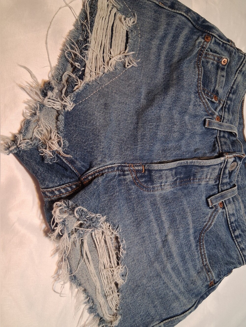 Levi's 501 Original Distressed Cutoff Shorts Raw Hem Vintage Denim - W 27 - Picture 6 of 15